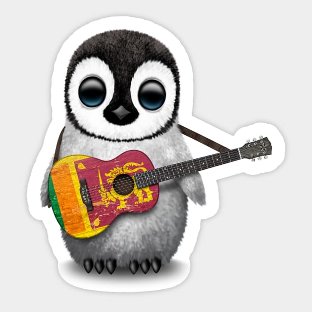 Baby Penguin Playing Sri Lankan Flag Guitar Sticker by jeffbartels